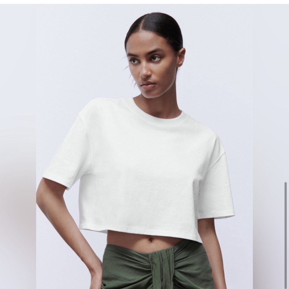 NWT Zara boxy crop top in Tan